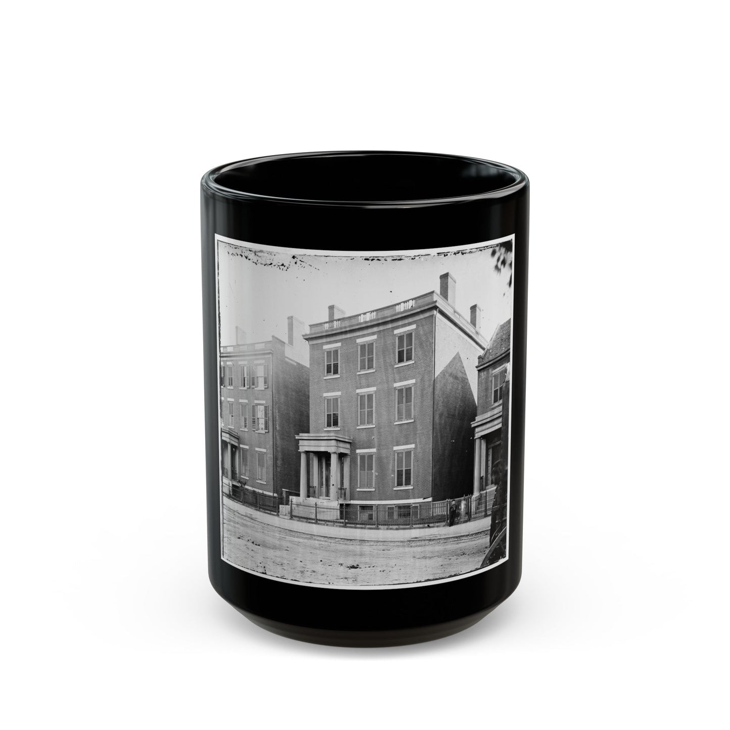 Richmond, Va. Residence Of Gen. Robert E. Lee (707 East Franklin Street) (U.S. Civil War) Black Coffee Mug-15oz-The Sticker Space