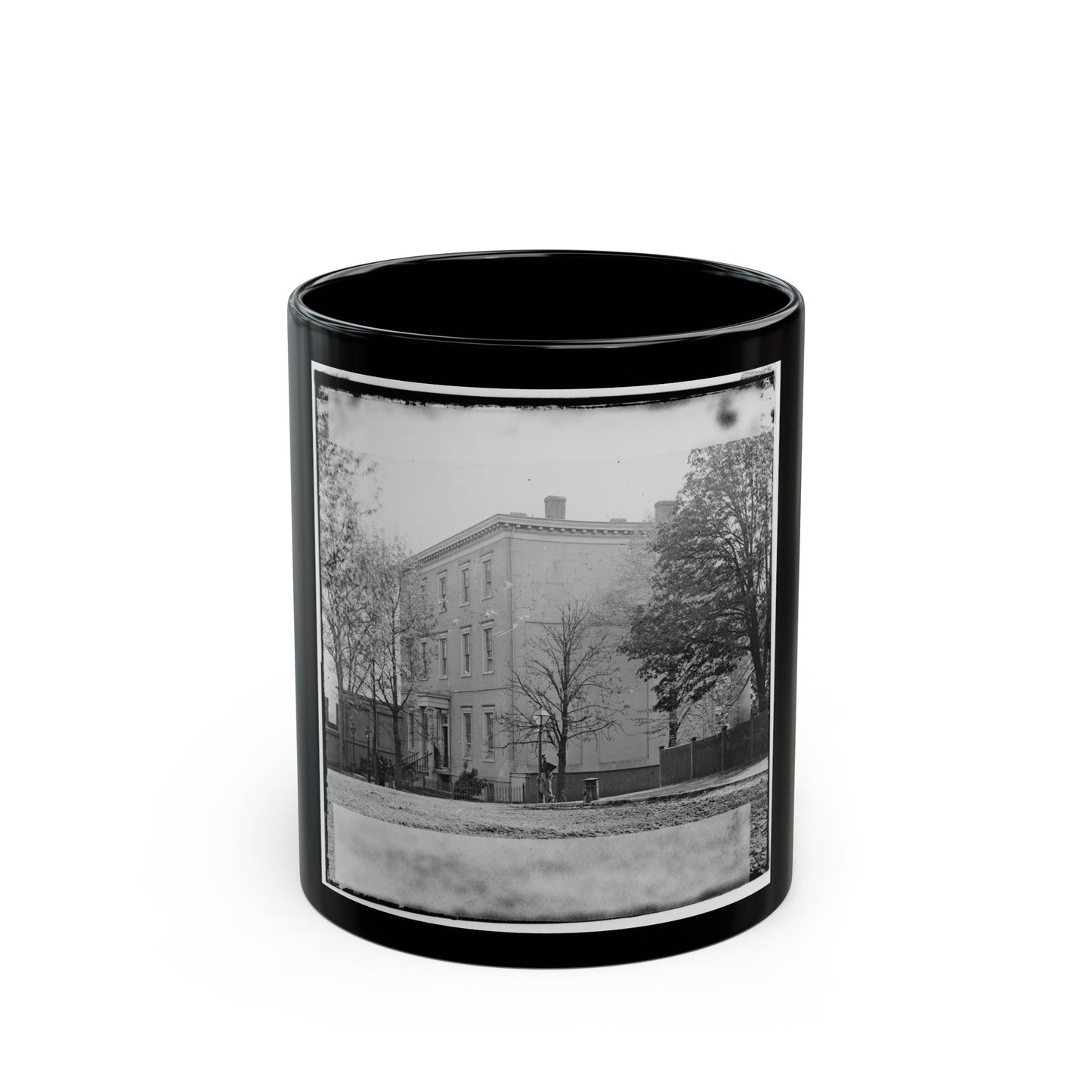 Richmond, Va. Residence Of Jefferson Davis (1201 East Clay Street); A Closer View (U.S. Civil War) Black Coffee Mug-11oz-The Sticker Space