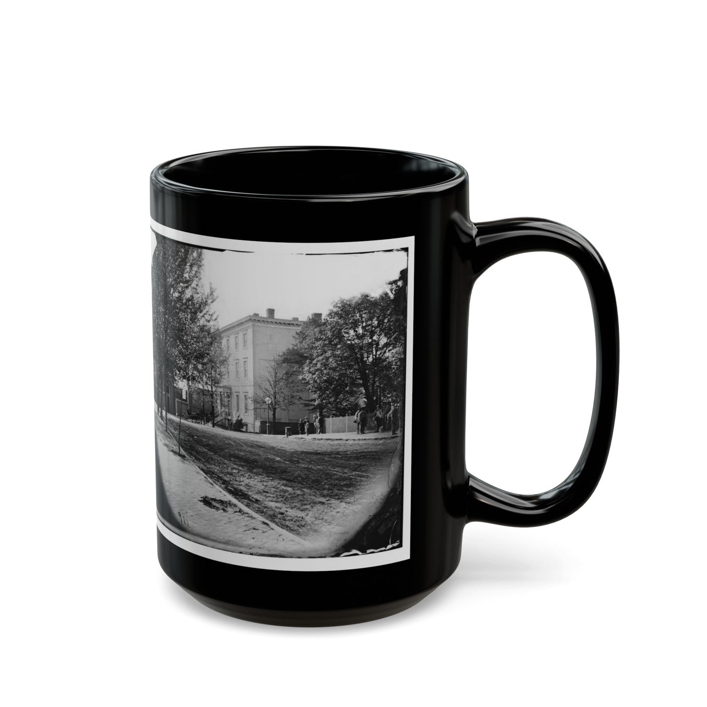 Richmond, Va. Residence Of Jefferson Davis (1201 East Clay Street) (U.S. Civil War) Black Coffee Mug-The Sticker Space