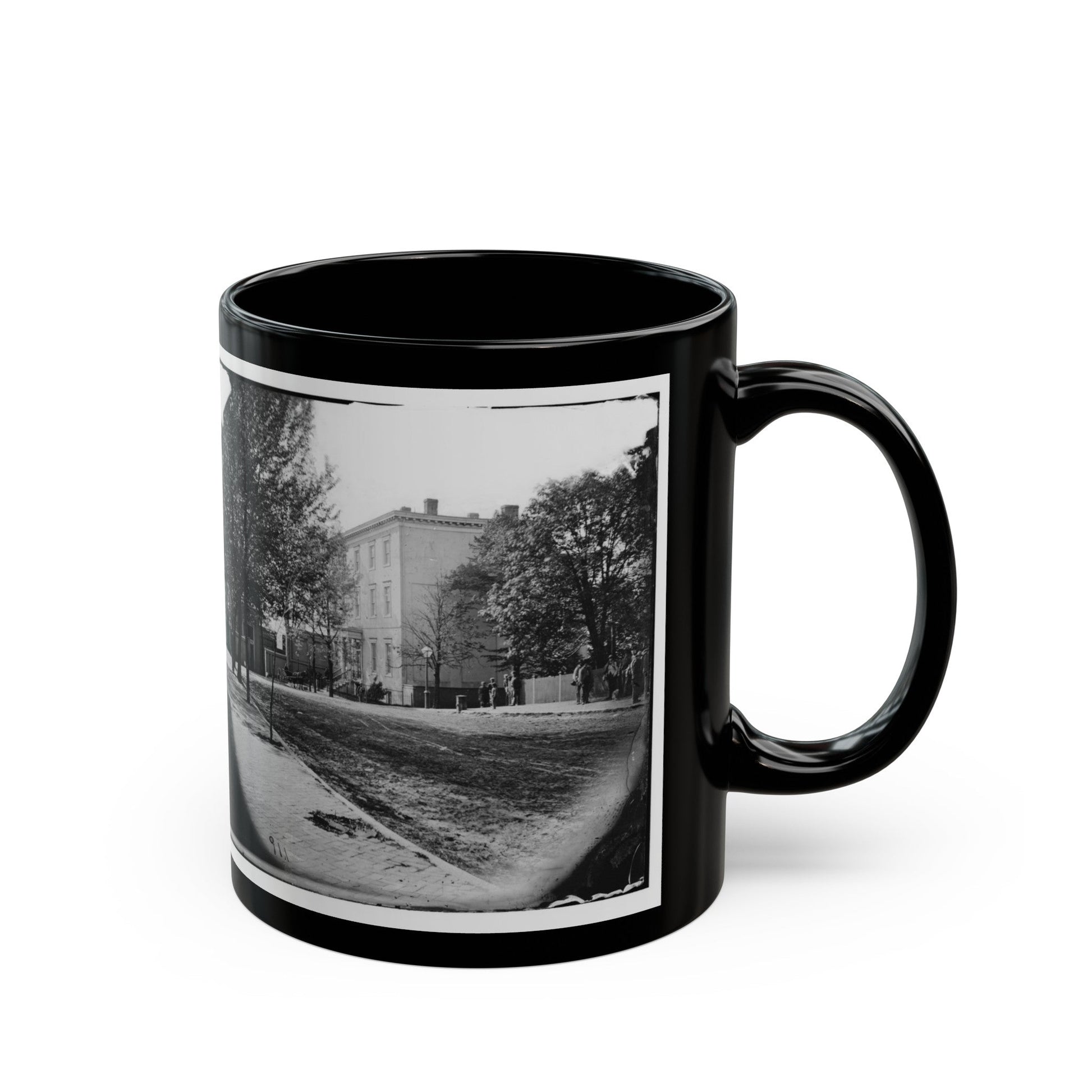 Richmond, Va. Residence Of Jefferson Davis (1201 East Clay Street) (U.S. Civil War) Black Coffee Mug-The Sticker Space