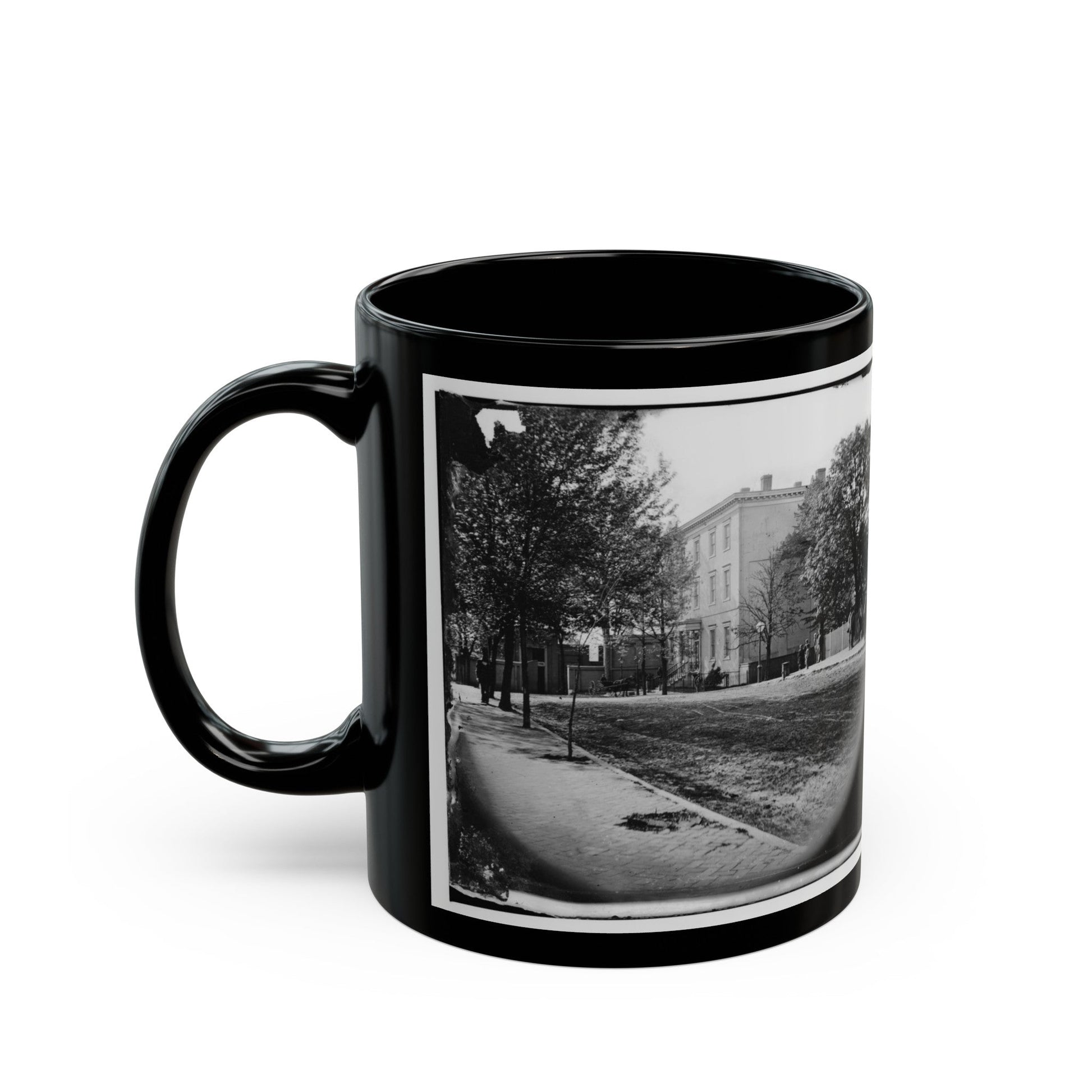 Richmond, Va. Residence Of Jefferson Davis (1201 East Clay Street) (U.S. Civil War) Black Coffee Mug-The Sticker Space