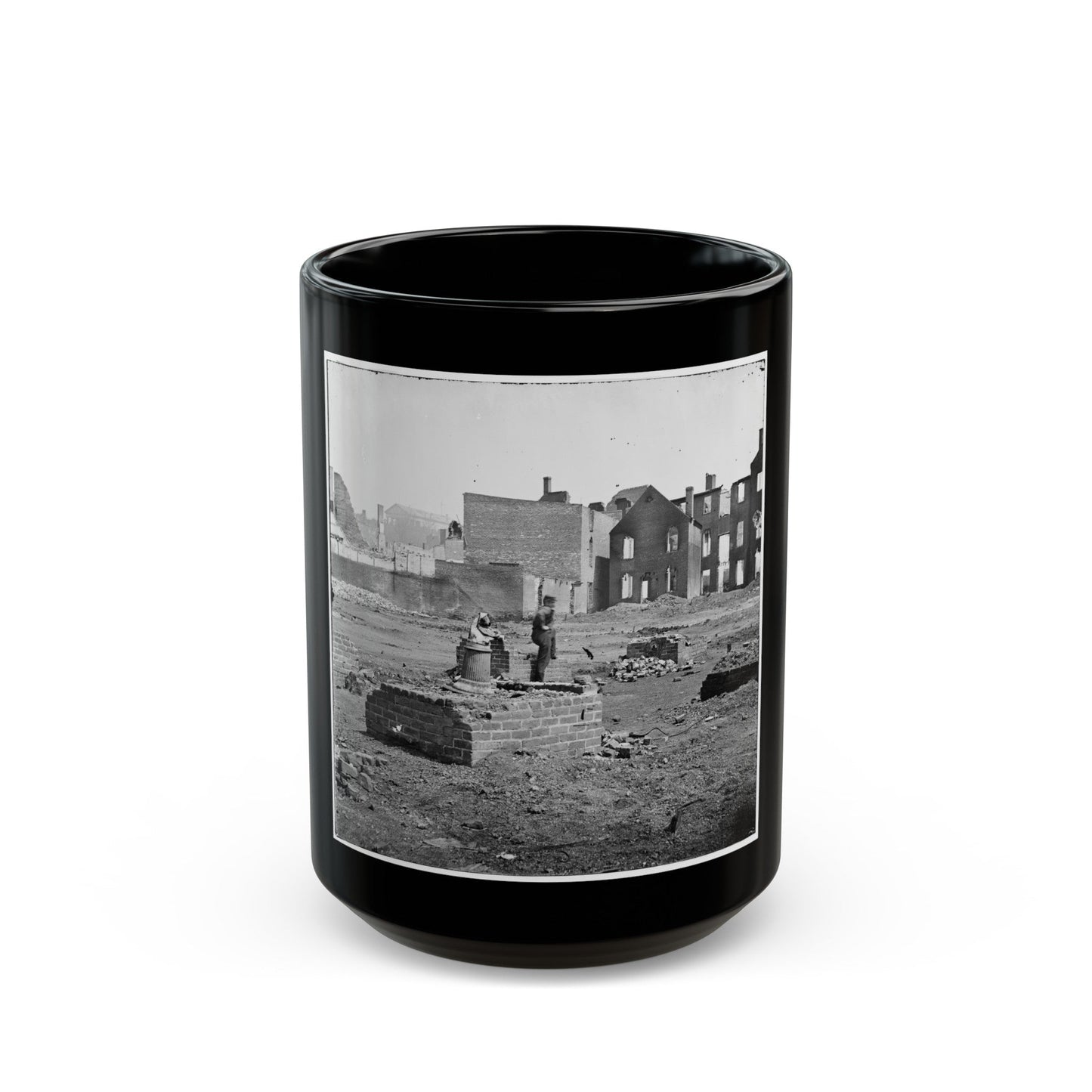 Richmond, Va. Ruined Buildings In The Burned District; Another View (U.S. Civil War) Black Coffee Mug-15oz-The Sticker Space