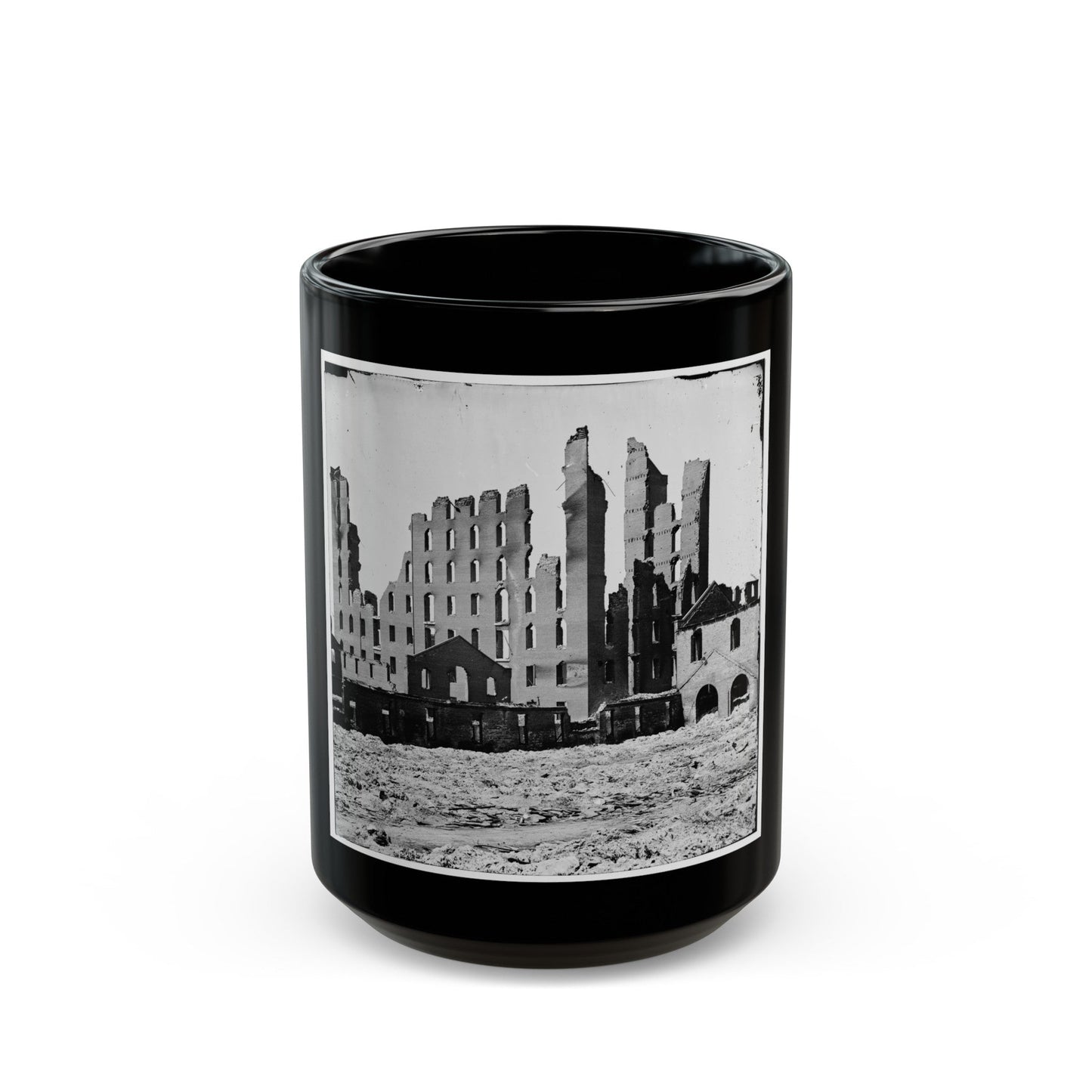 Richmond, Va. Ruined Buildings In The Burned District (U.S. Civil War) Black Coffee Mug-15oz-The Sticker Space