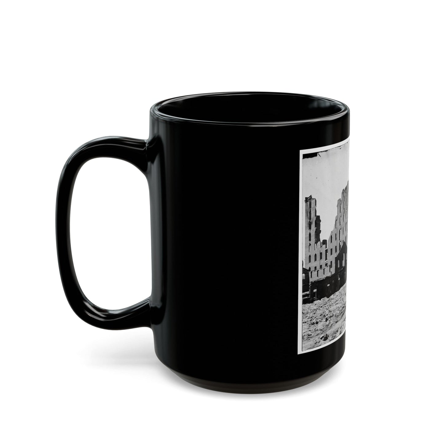 Richmond, Va. Ruined Buildings In The Burned District (U.S. Civil War) Black Coffee Mug-The Sticker Space