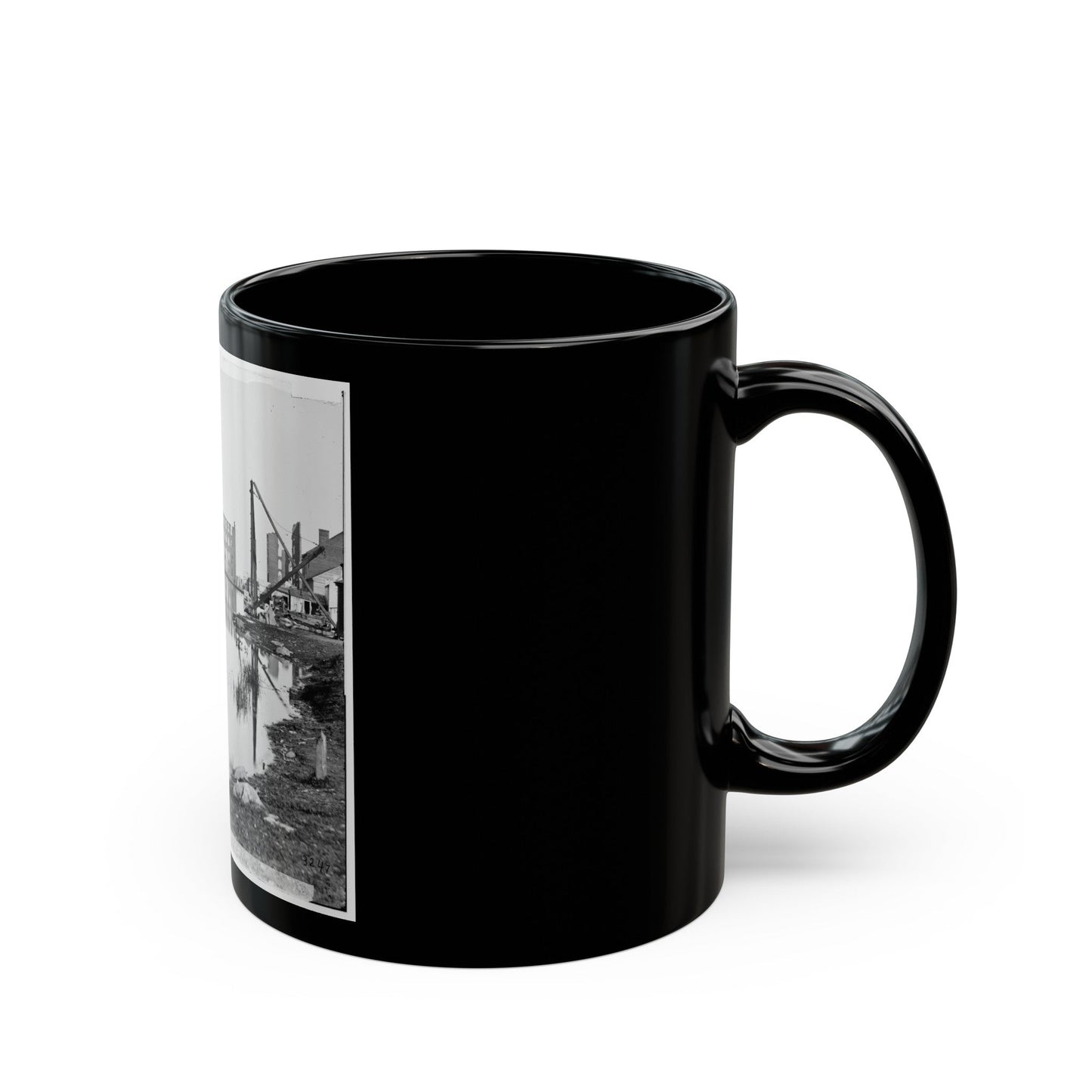 Richmond, Va. Ruined Buildings On Banks Of The Canal Basin (U.S. Civil War) Black Coffee Mug-The Sticker Space