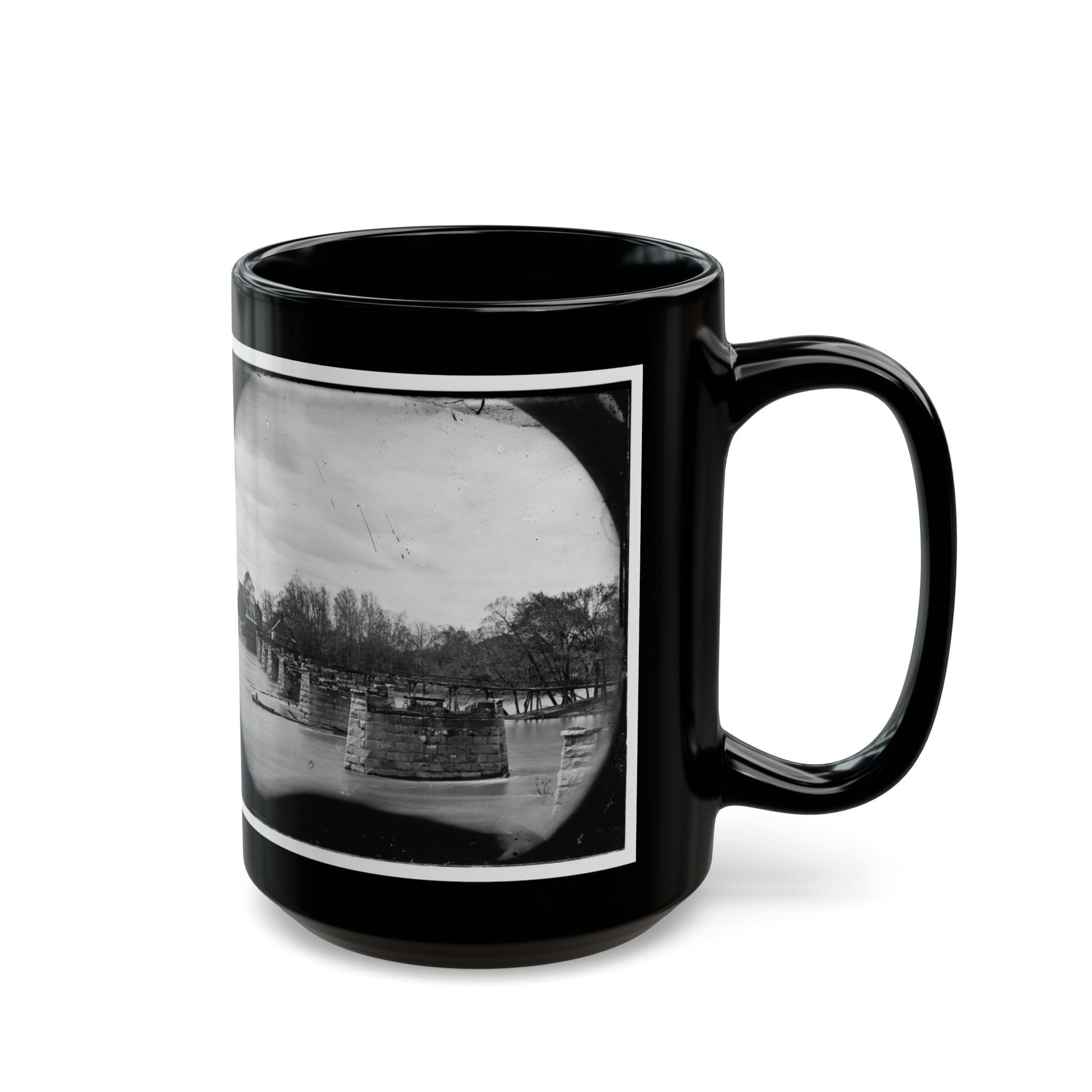 Richmond, Va. Ruins Of Mayo's Bridge (U.S. Civil War) Black Coffee Mug-The Sticker Space