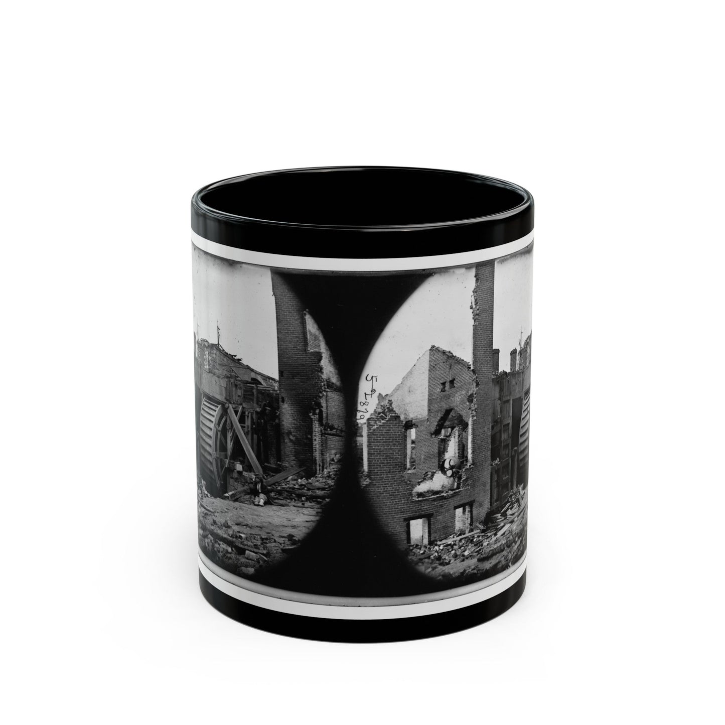 Richmond, Va. Ruins Of Paper Mill With Water-Wheel; Another View (U.S. Civil War) Black Coffee Mug-11oz-The Sticker Space