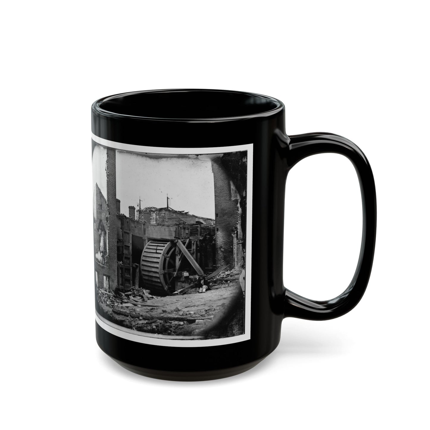 Richmond, Va. Ruins Of Paper Mill With Water-Wheel; Another View (U.S. Civil War) Black Coffee Mug-The Sticker Space