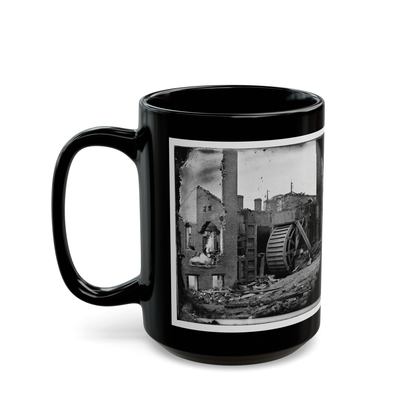 Richmond, Va. Ruins Of Paper Mill With Water-Wheel; Another View (U.S. Civil War) Black Coffee Mug-The Sticker Space