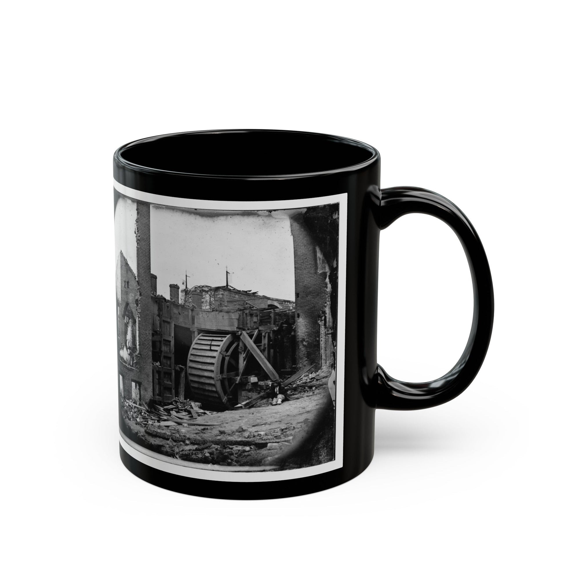 Richmond, Va. Ruins Of Paper Mill With Water-Wheel; Another View (U.S. Civil War) Black Coffee Mug-The Sticker Space