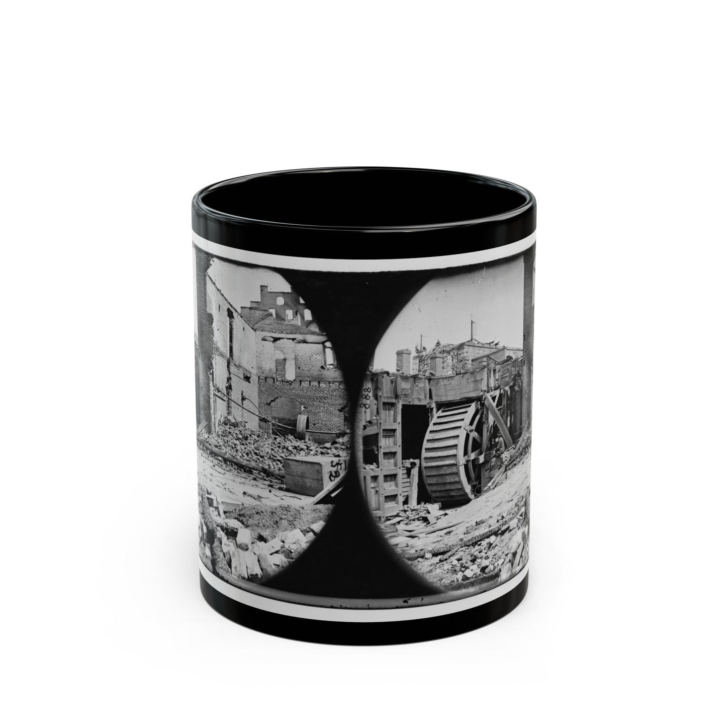 Richmond, Va. Ruins Of Paper Mill With Water-Wheel (U.S. Civil War) Black Coffee Mug-11oz-The Sticker Space