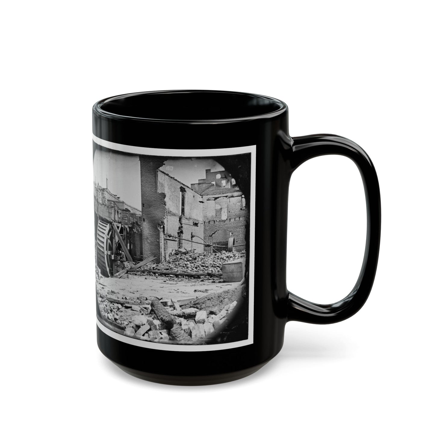 Richmond, Va. Ruins Of Paper Mill With Water-Wheel (U.S. Civil War) Black Coffee Mug-The Sticker Space