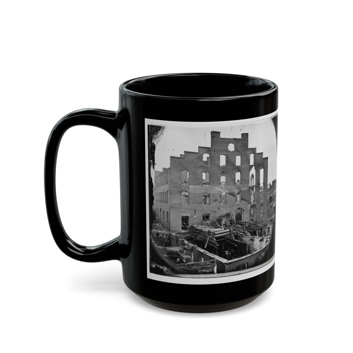 Richmond, Va. Ruins Of Paper Mill; Wrecked Paper-Making Machinery In Foreground (U.S. Civil War) Black Coffee Mug-The Sticker Space