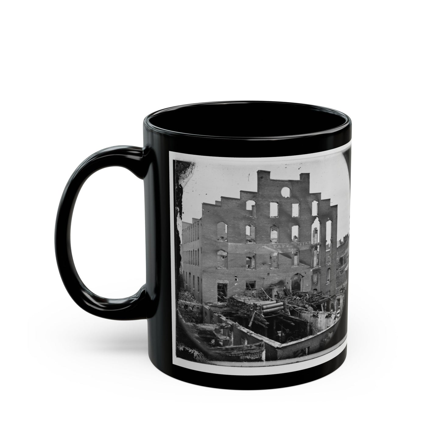 Richmond, Va. Ruins Of Paper Mill; Wrecked Paper-Making Machinery In Foreground (U.S. Civil War) Black Coffee Mug-The Sticker Space