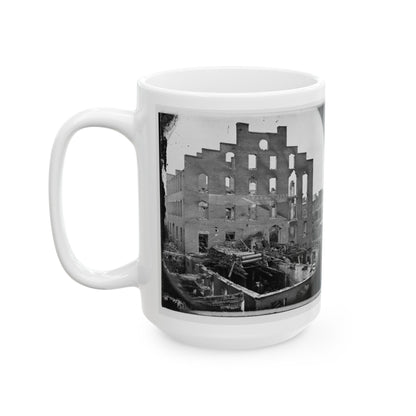 Richmond, Va. Ruins Of Paper Mill; Wrecked Paper-Making Machinery In Foreground (U.S. Civil War) White Coffee Mug-The Sticker Space