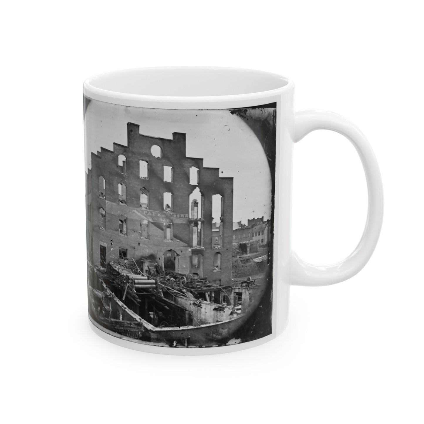 Richmond, Va. Ruins Of Paper Mill; Wrecked Paper-Making Machinery In Foreground (U.S. Civil War) White Coffee Mug-The Sticker Space