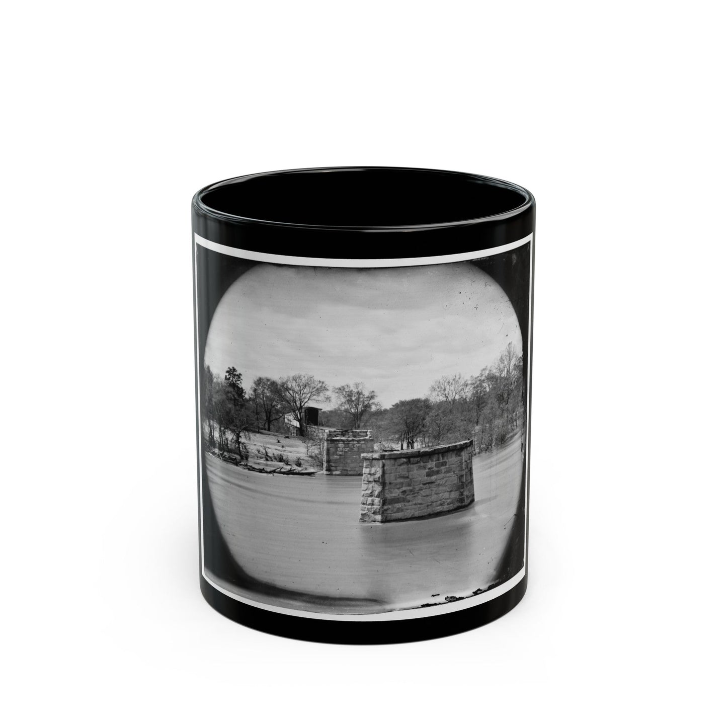 Richmond, Va. Ruins Of Richmond & Danville Railroad Bridge; The City Beyond (U.S. Civil War) Black Coffee Mug-11oz-The Sticker Space