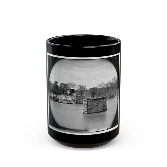 Richmond, Va. Ruins Of Richmond & Danville Railroad Bridge; The City Beyond (U.S. Civil War) Black Coffee Mug-15oz-The Sticker Space