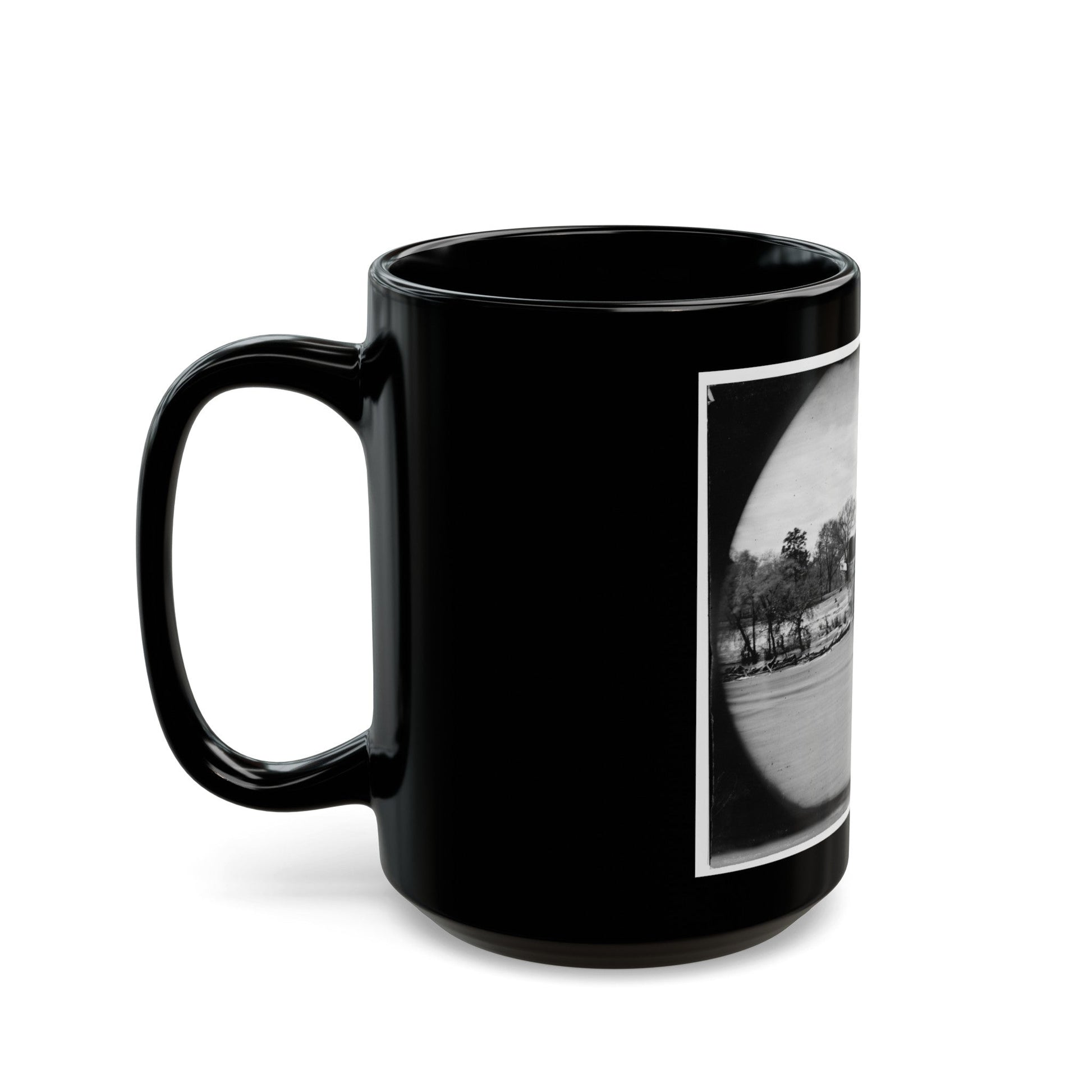 Richmond, Va. Ruins Of Richmond & Danville Railroad Bridge; The City Beyond (U.S. Civil War) Black Coffee Mug-The Sticker Space