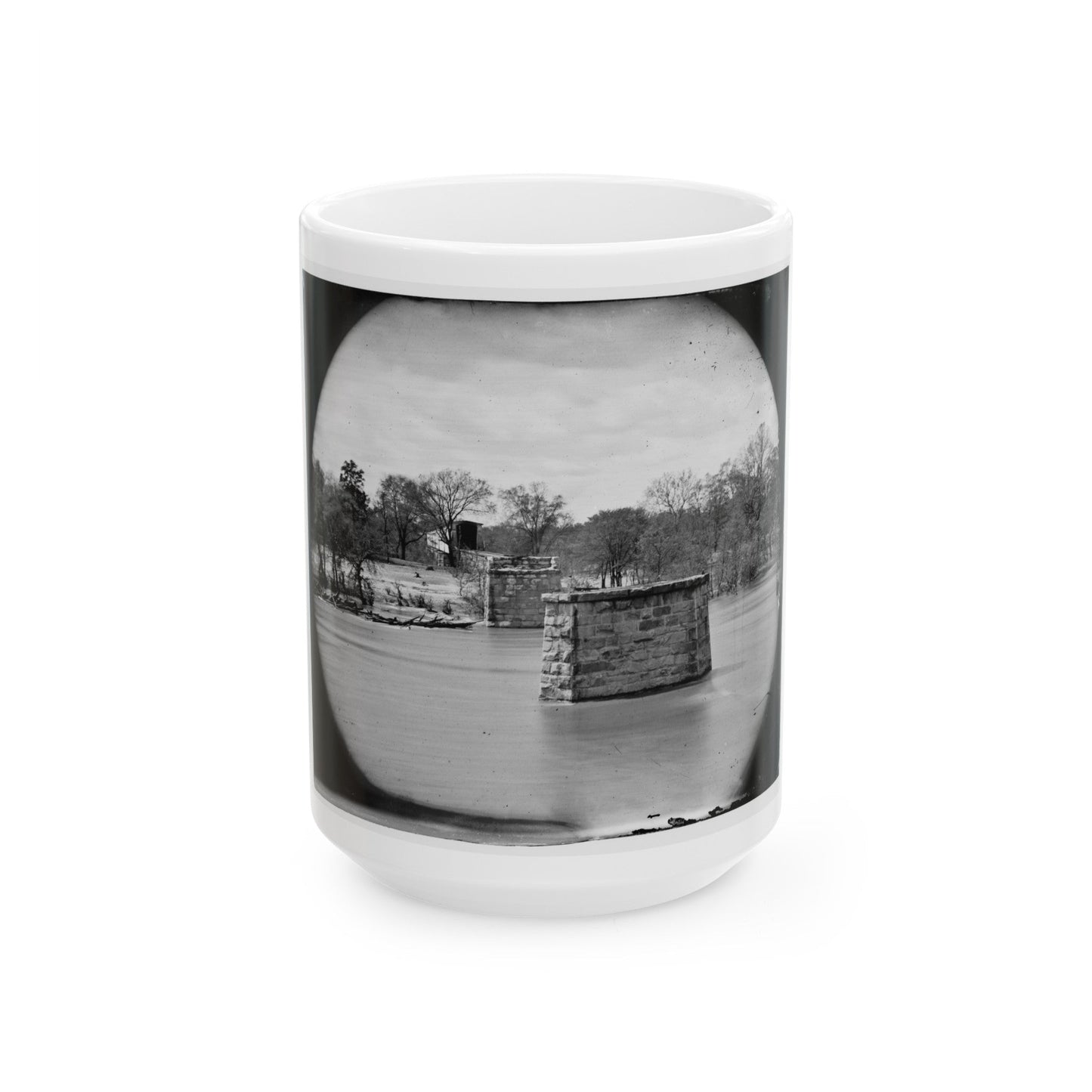 Richmond, Va. Ruins Of Richmond & Danville Railroad Bridge; The City Beyond (U.S. Civil War) White Coffee Mug-15oz-The Sticker Space