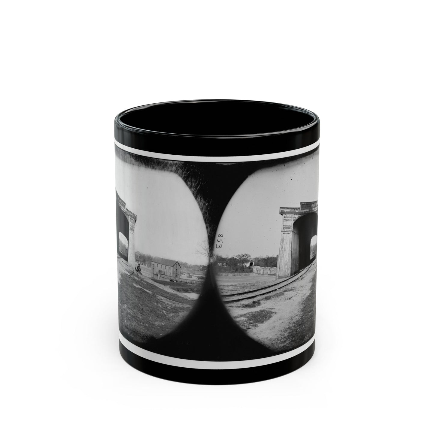 Richmond, Va. Ruins Of Richmond & Danville Railroad Bridge (U.S. Civil War) Black Coffee Mug-11oz-The Sticker Space