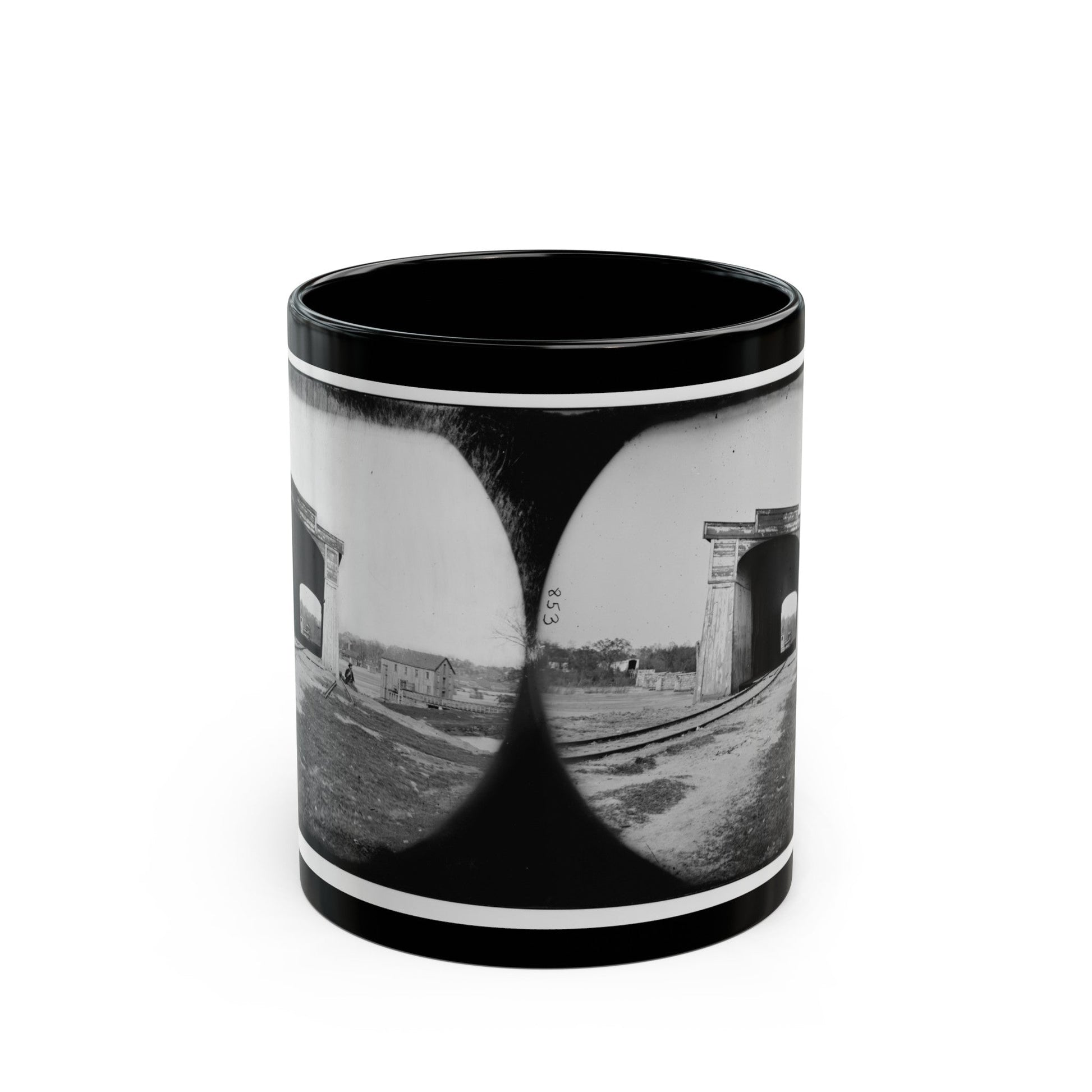 Richmond, Va. Ruins Of Richmond & Danville Railroad Bridge (U.S. Civil War) Black Coffee Mug-11oz-The Sticker Space