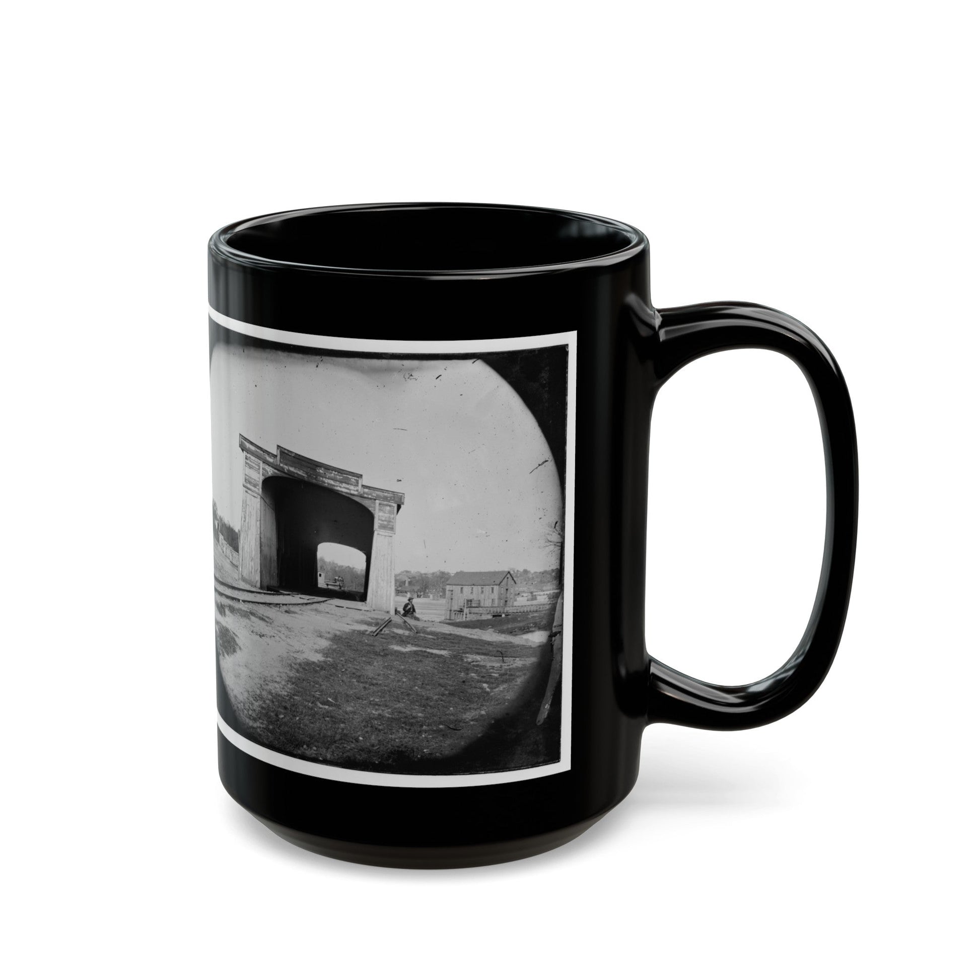 Richmond, Va. Ruins Of Richmond & Danville Railroad Bridge (U.S. Civil War) Black Coffee Mug-The Sticker Space