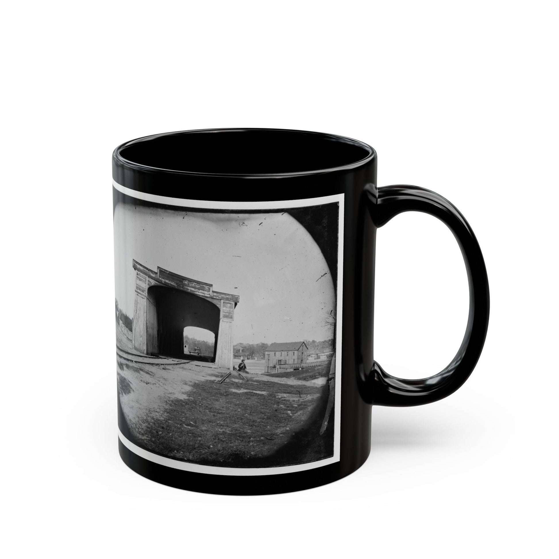 Richmond, Va. Ruins Of Richmond & Danville Railroad Bridge (U.S. Civil War) Black Coffee Mug-The Sticker Space