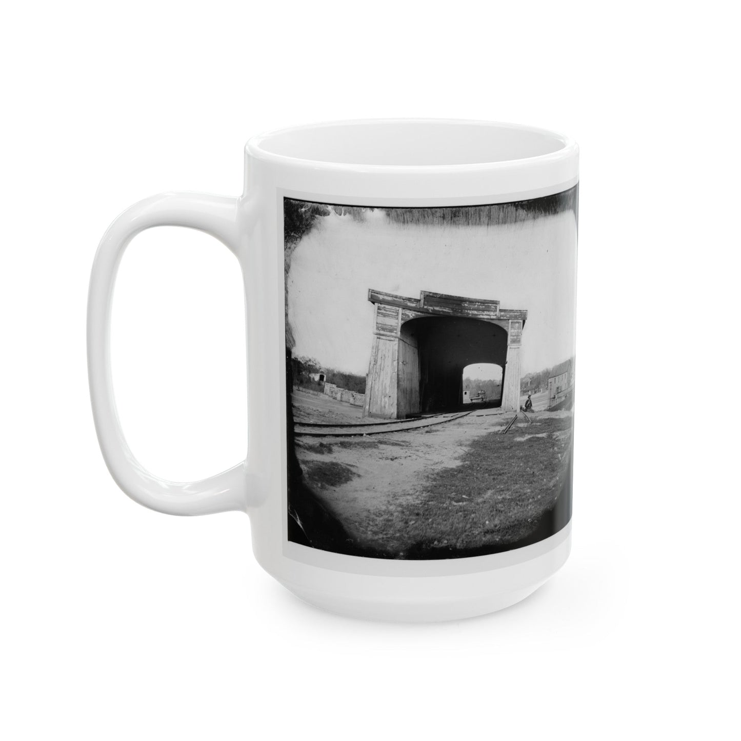 Richmond, Va. Ruins Of Richmond & Danville Railroad Bridge (U.S. Civil War) White Coffee Mug-The Sticker Space