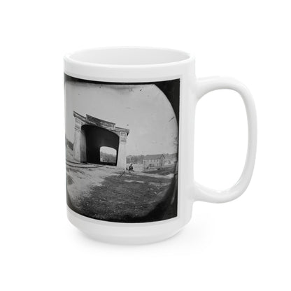 Richmond, Va. Ruins Of Richmond & Danville Railroad Bridge (U.S. Civil War) White Coffee Mug-The Sticker Space