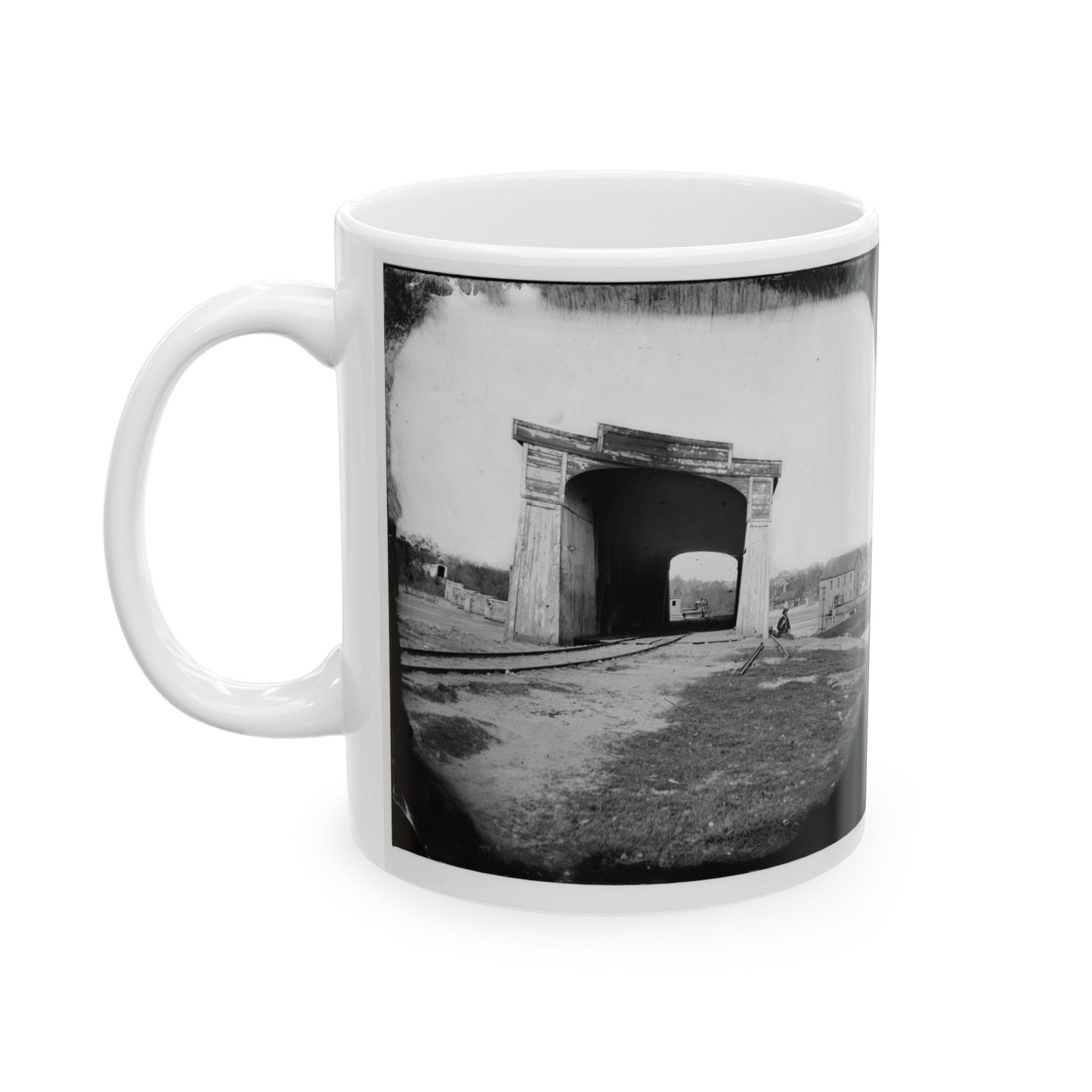 Richmond, Va. Ruins Of Richmond & Danville Railroad Bridge (U.S. Civil War) White Coffee Mug-The Sticker Space