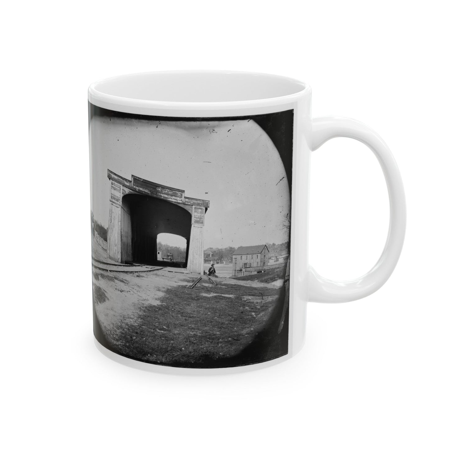 Richmond, Va. Ruins Of Richmond & Danville Railroad Bridge (U.S. Civil War) White Coffee Mug-The Sticker Space