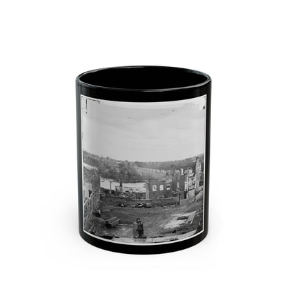 Richmond, Va. Ruins Of Richmond & Petersburg Railroad Bridge; South Bank Of The James Beyond (U.S. Civil War) Black Coffee Mug-11oz-The Sticker Space