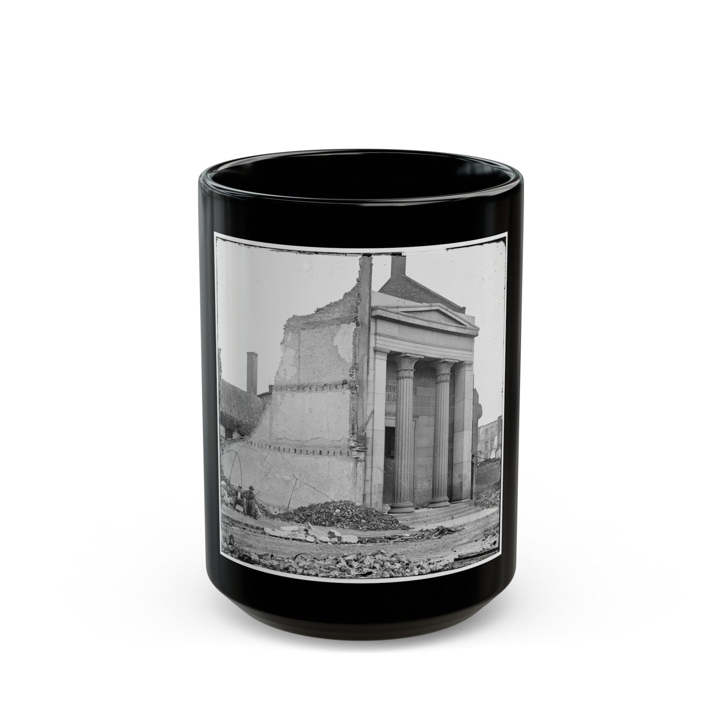 Richmond, Va. Ruins Of The Exchange Bank (Main Street) With The Facade Nearly Intact (U.S. Civil War) Black Coffee Mug-15oz-The Sticker Space