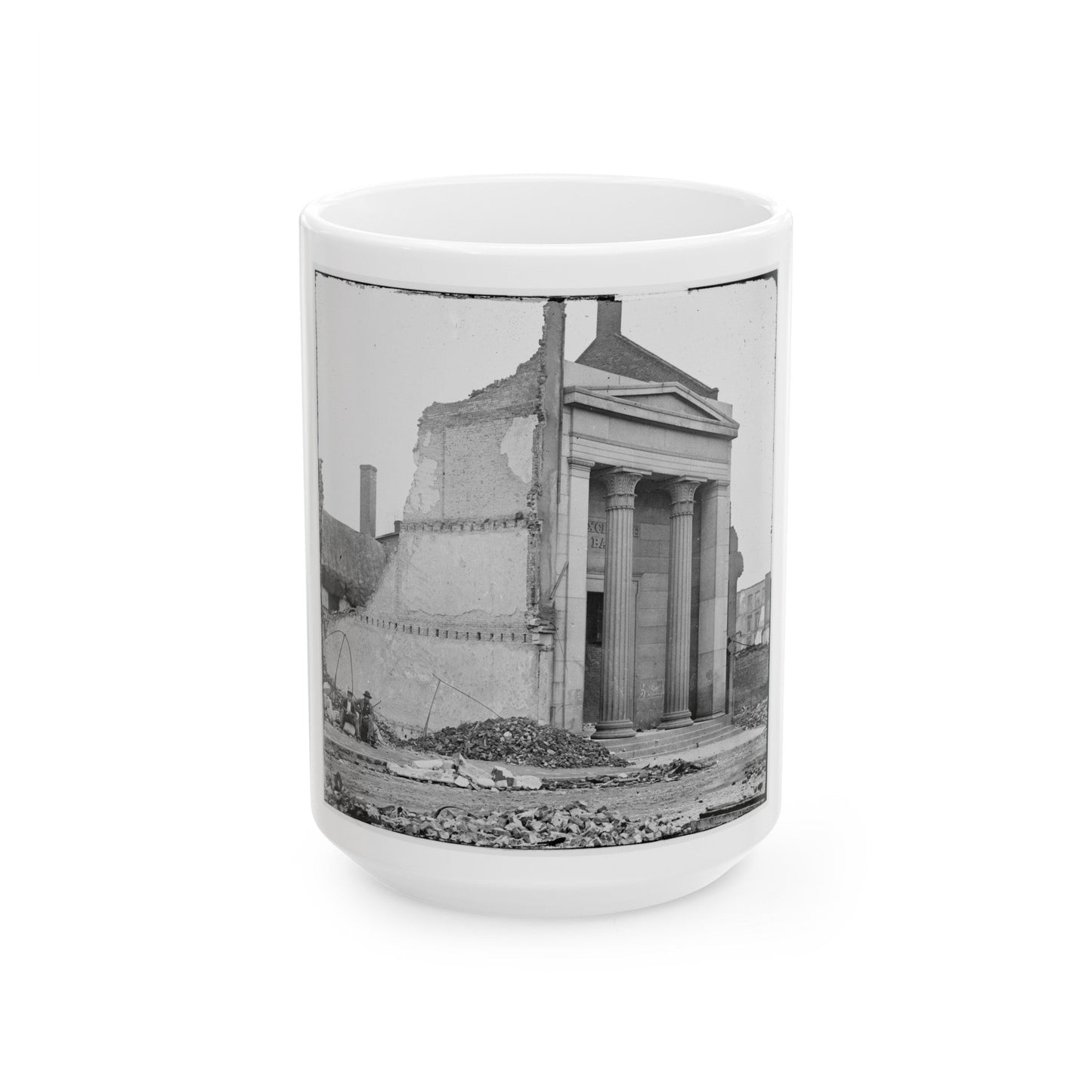 Richmond, Va. Ruins Of The Exchange Bank (Main Street) With The Facade Nearly Intact (U.S. Civil War) White Coffee Mug-15oz-The Sticker Space