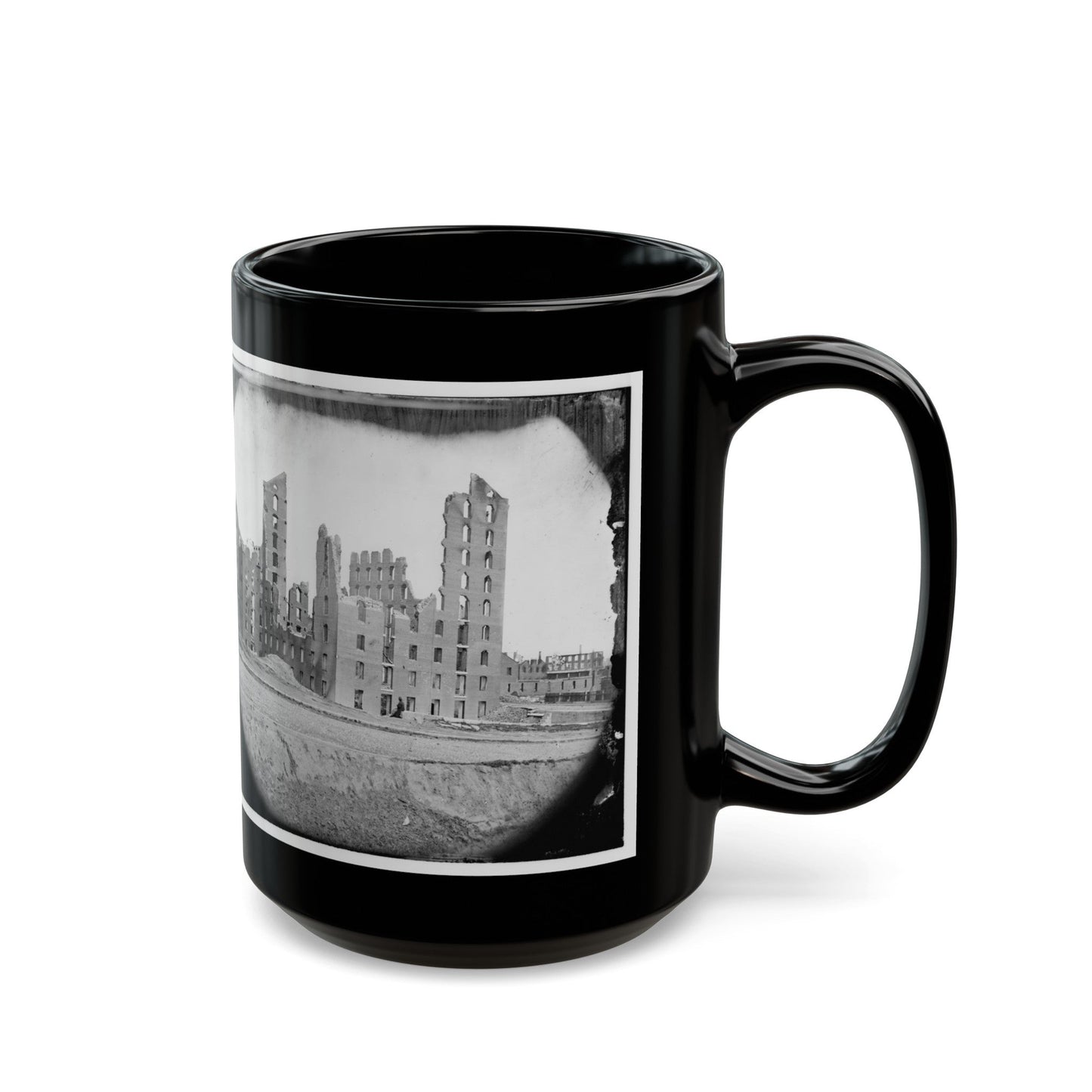 Richmond, Va. Ruins Of The Gallego Flour Mill (U.S. Civil War) Black Coffee Mug-The Sticker Space