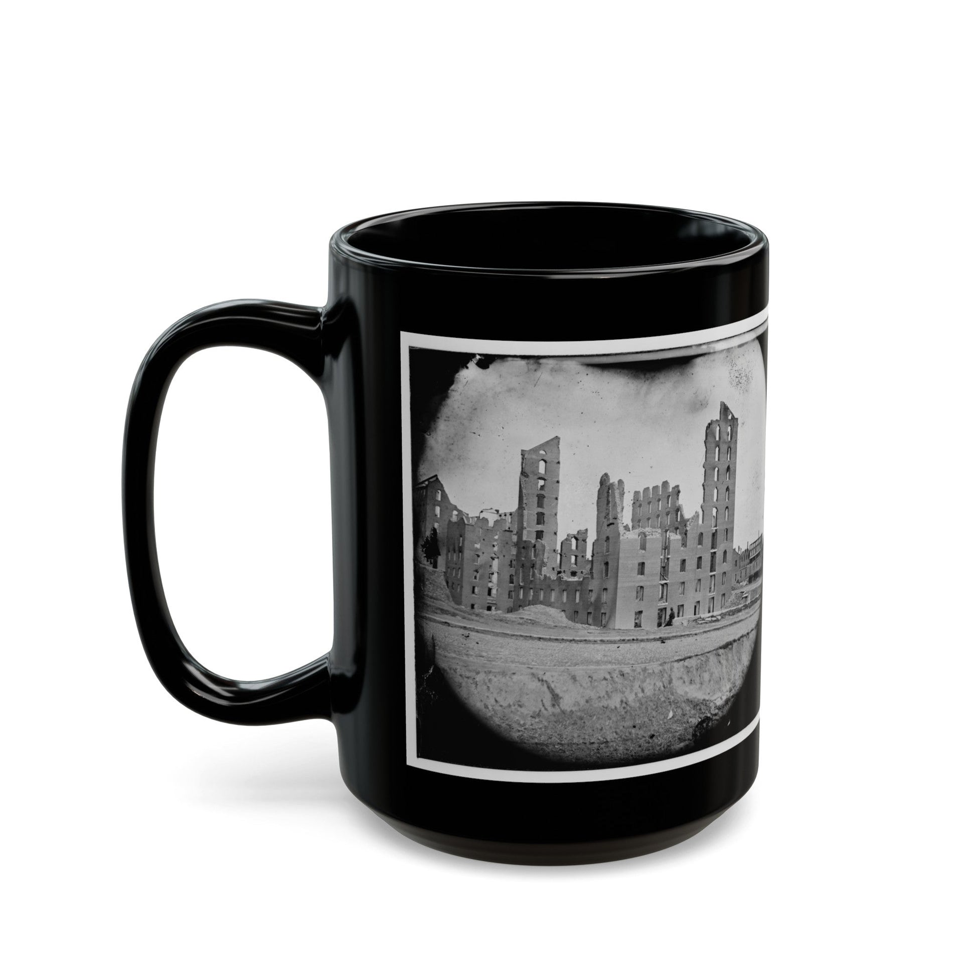 Richmond, Va. Ruins Of The Gallego Flour Mill (U.S. Civil War) Black Coffee Mug-The Sticker Space