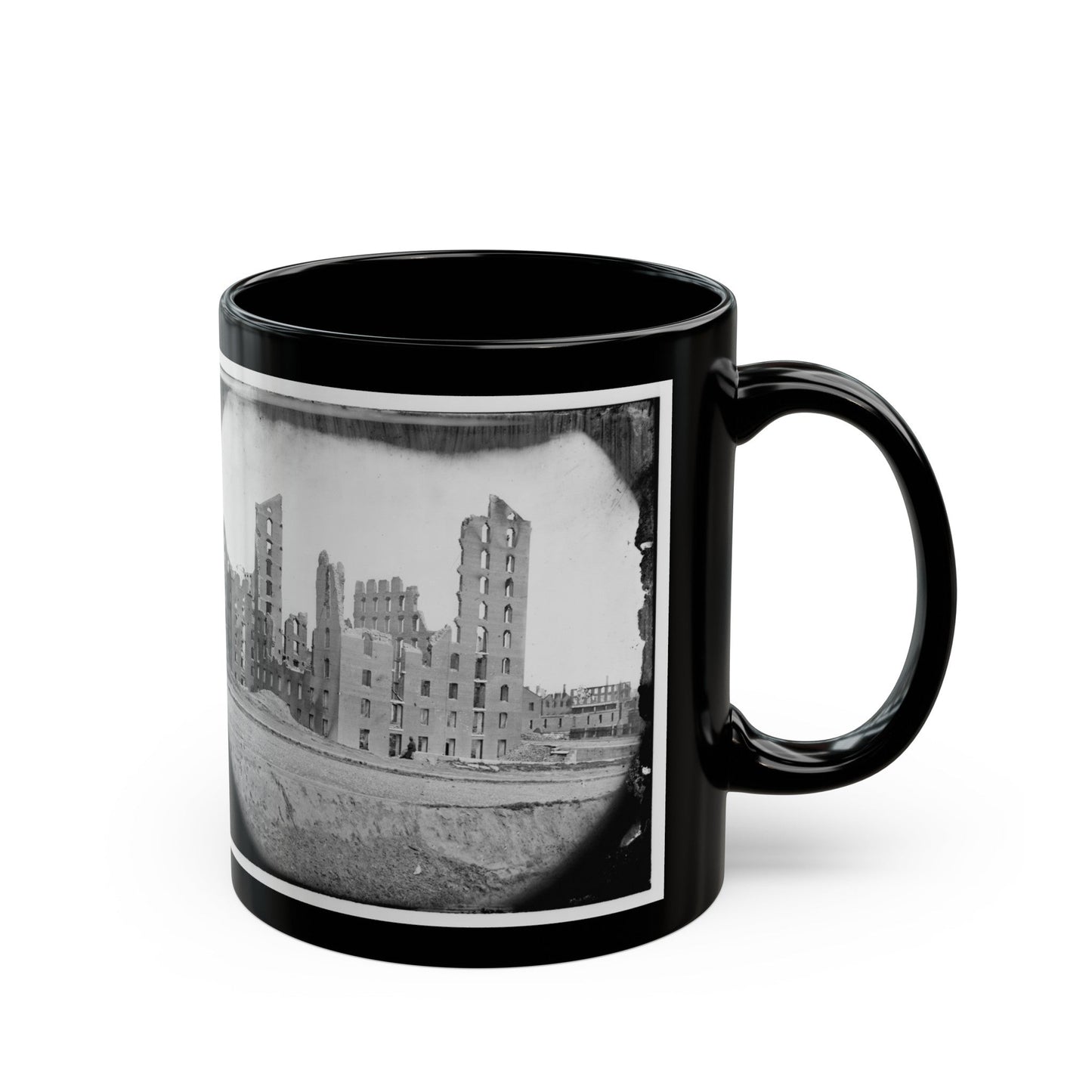 Richmond, Va. Ruins Of The Gallego Flour Mill (U.S. Civil War) Black Coffee Mug-The Sticker Space