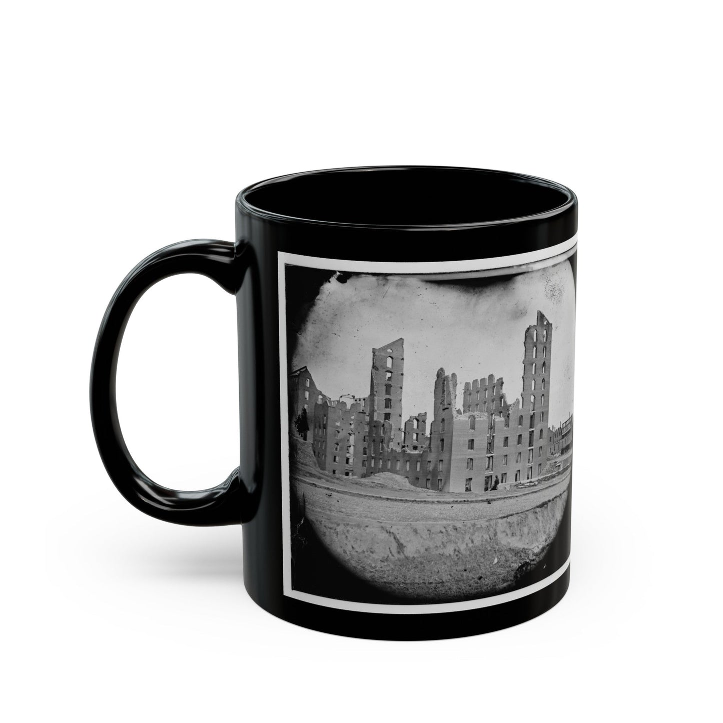 Richmond, Va. Ruins Of The Gallego Flour Mill (U.S. Civil War) Black Coffee Mug-The Sticker Space