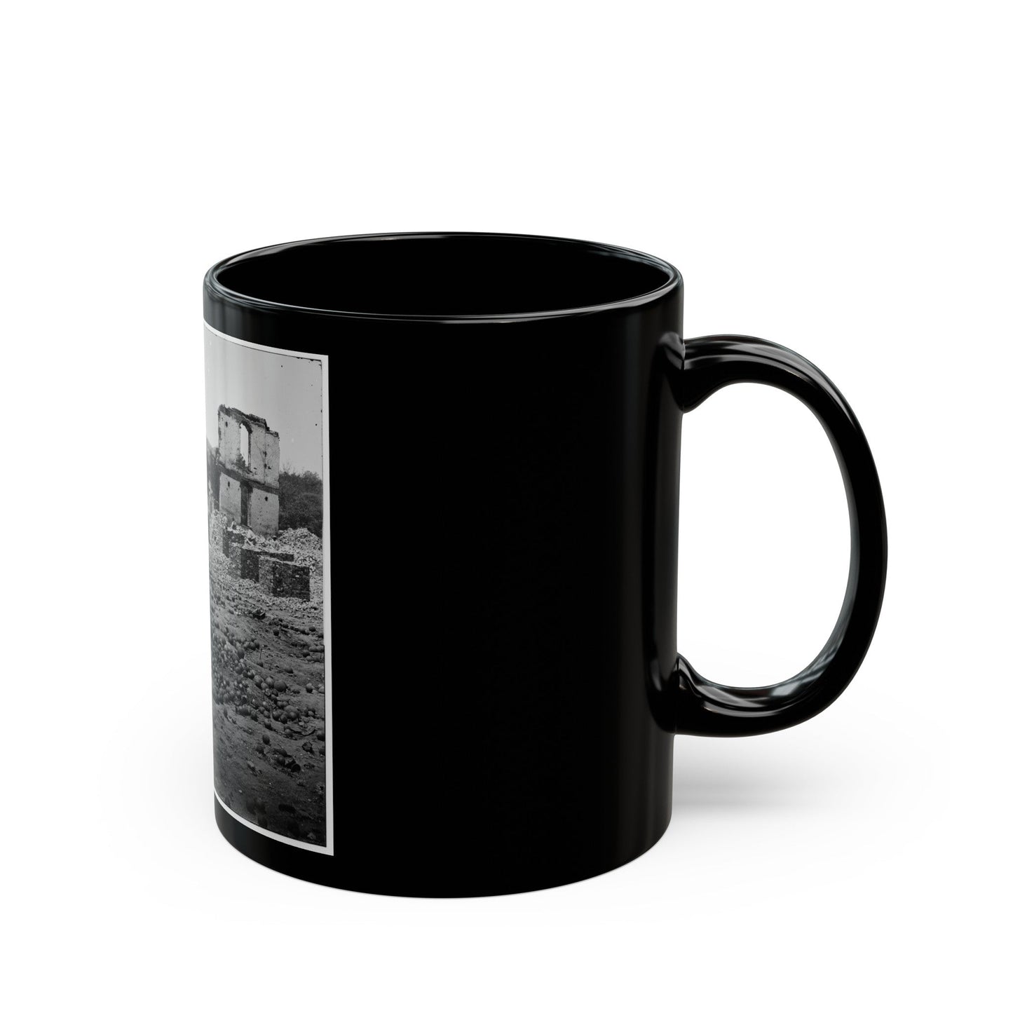 Richmond, Va. Stacked And Scattered Ammunition Near The State Arsenal (U.S. Civil War) Black Coffee Mug-The Sticker Space