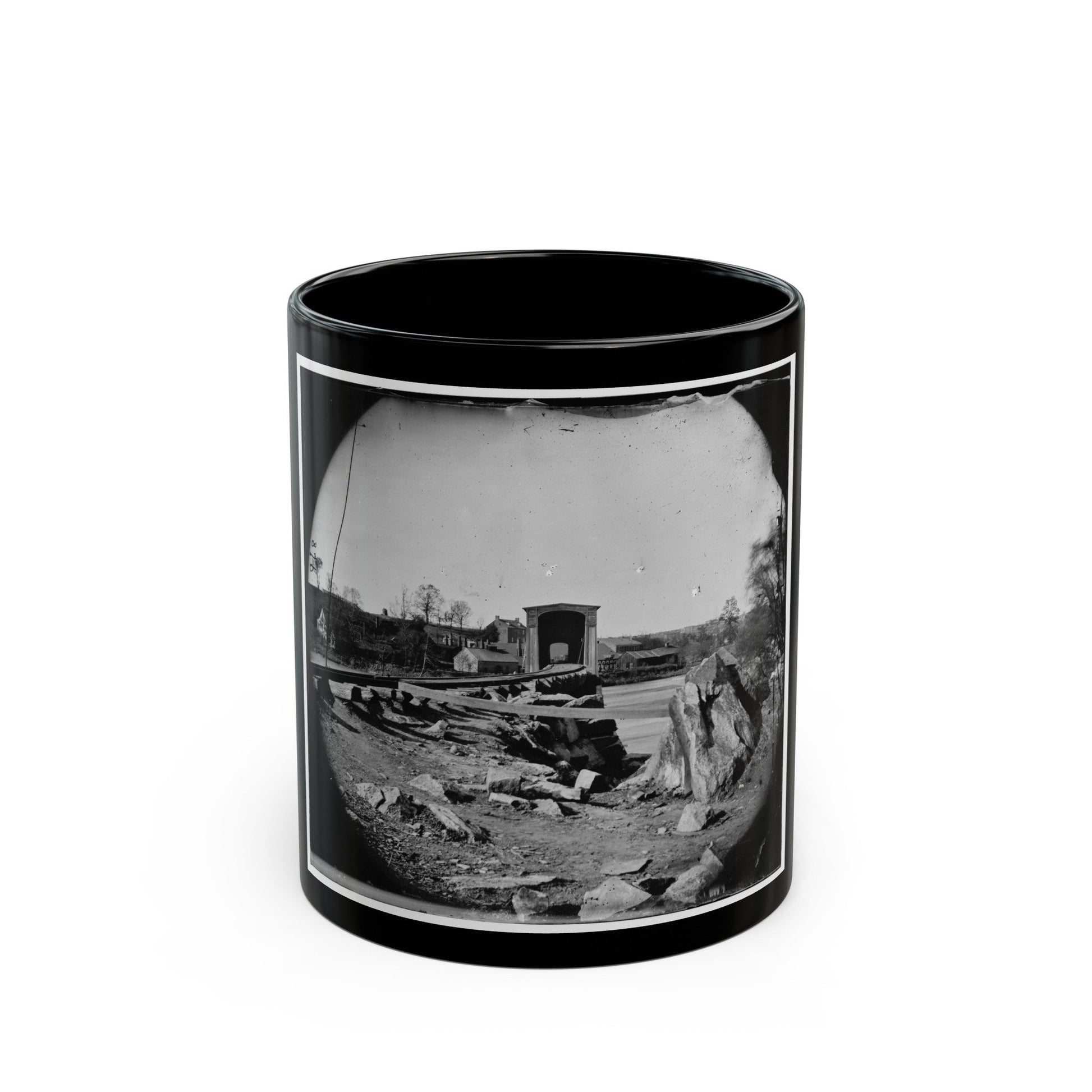 Richmond, Va. The Belle Isle Railroad Bridge (Covered) From The South Bank (U.S. Civil War) Black Coffee Mug-11oz-The Sticker Space