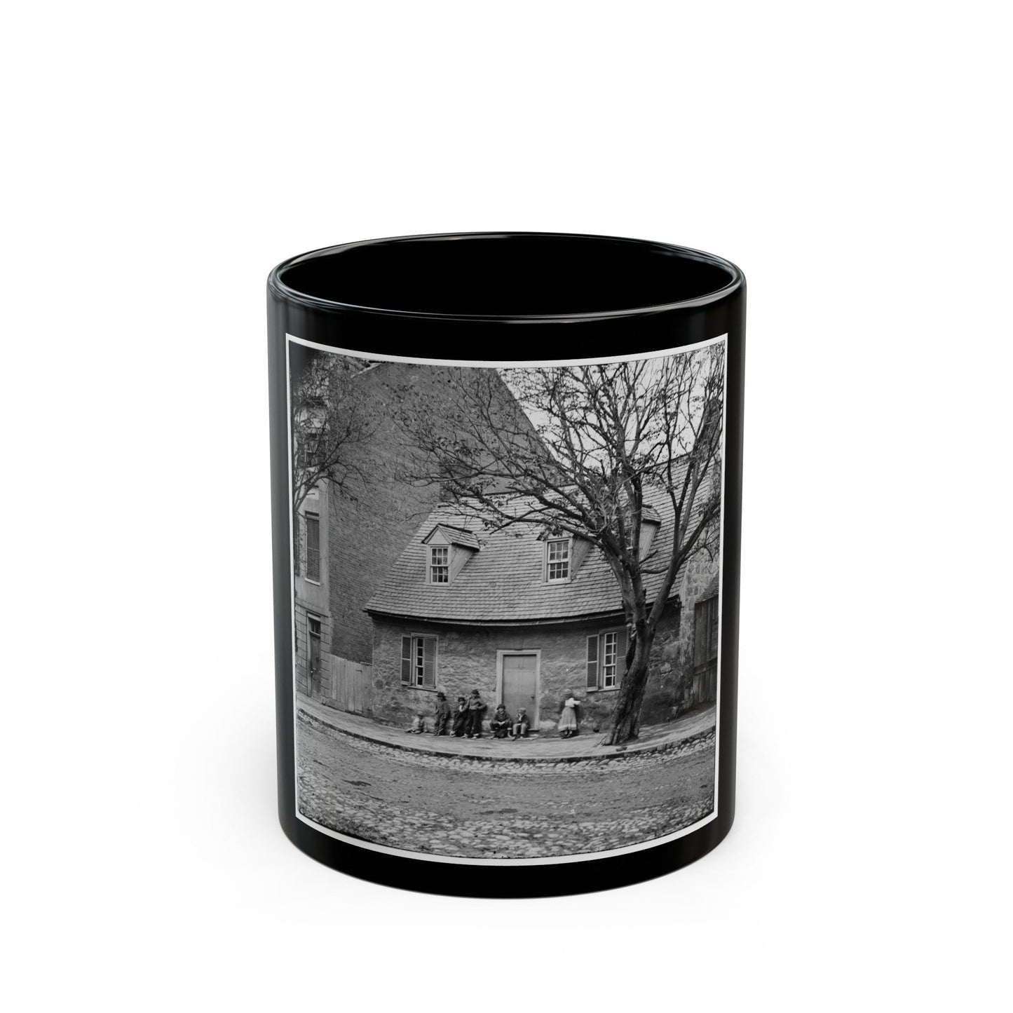 Richmond, Va. The Old Stone House ( Washington's Headquarters, 1916 East Main Street (U.S. Civil War) Black Coffee Mug-11oz-The Sticker Space