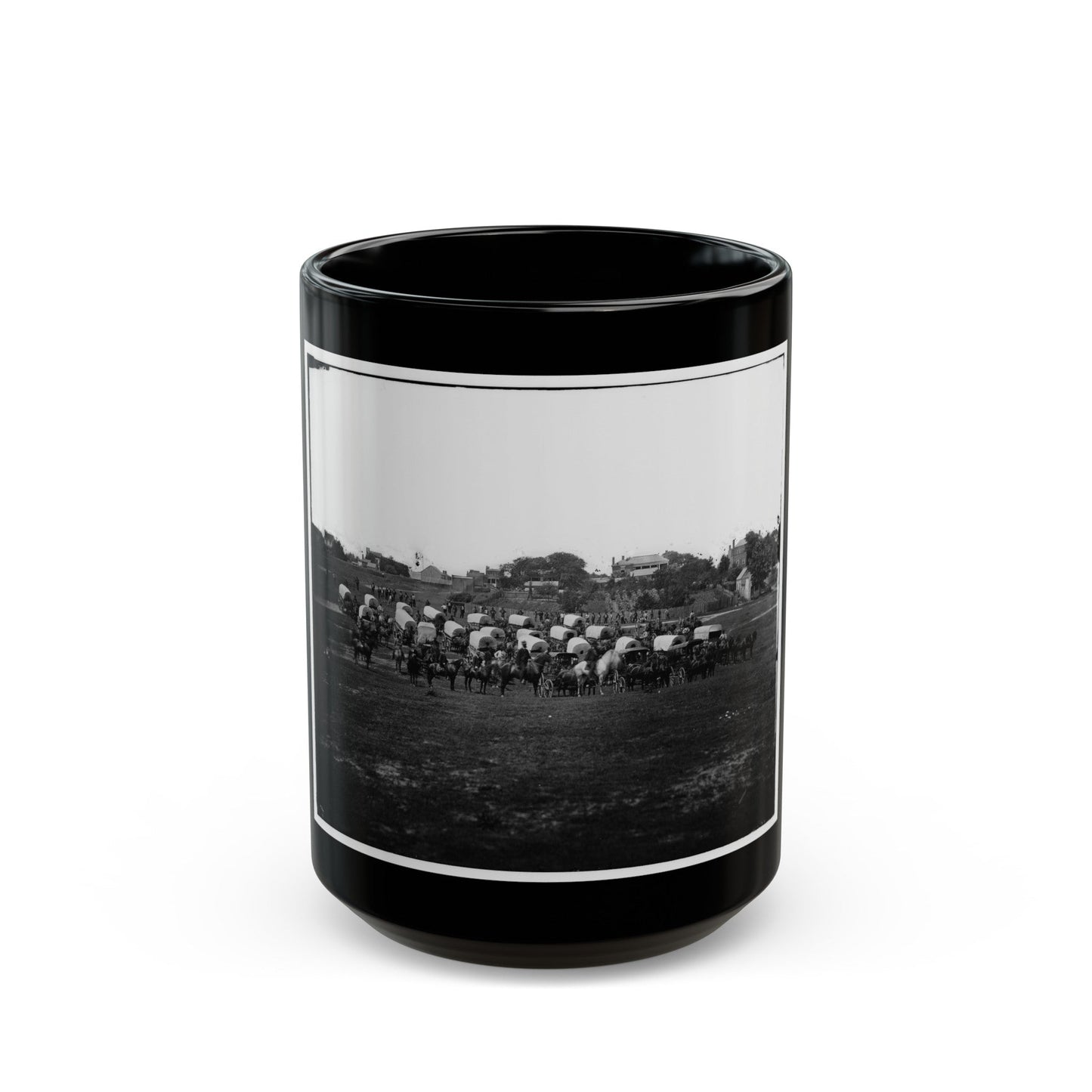 Richmond, Va. Wagon Train Of Military Telegraph Corps (U.S. Civil War) Black Coffee Mug-15oz-The Sticker Space