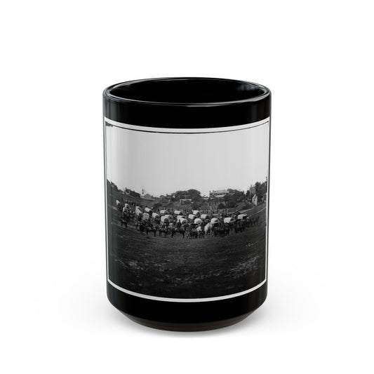 Richmond, Va. Wagon Train Of Military Telegraph Corps (U.S. Civil War) Black Coffee Mug-15oz-The Sticker Space