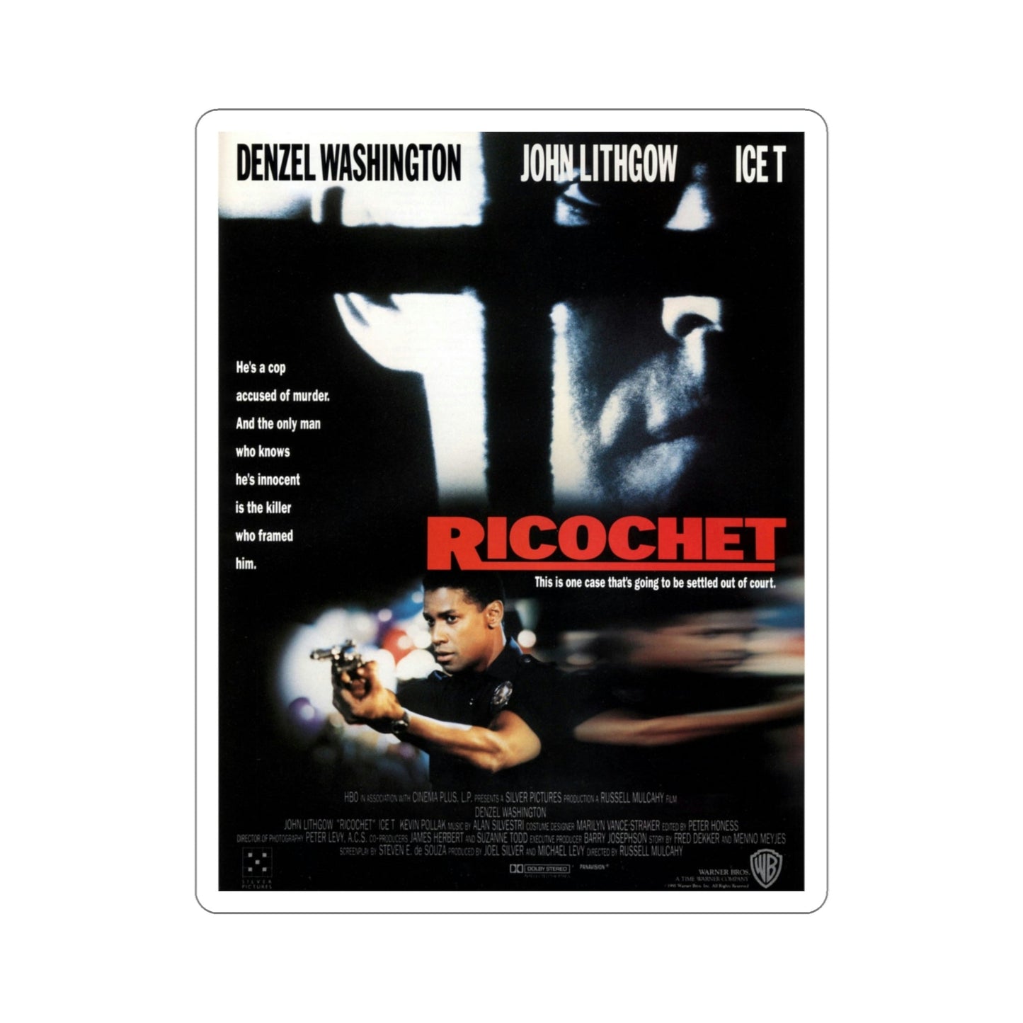 Ricochet 1991 Movie Poster STICKER Vinyl Die-Cut Decal-5 Inch-The Sticker Space