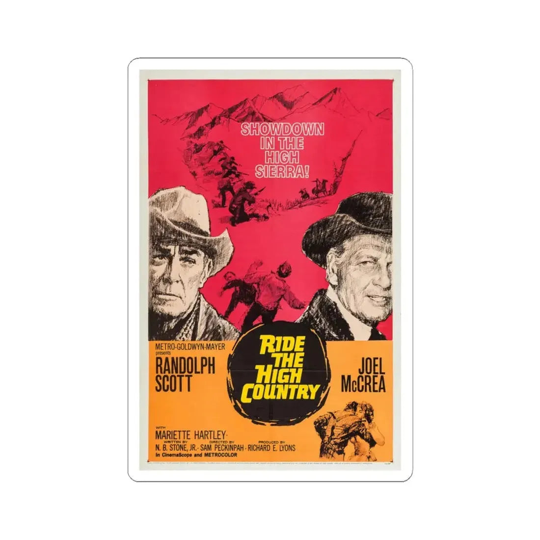 Ride the High Country 1962 Movie Poster - STICKER Vinyl Kiss-Cut Decal 4 Inch White - The Sticker Space