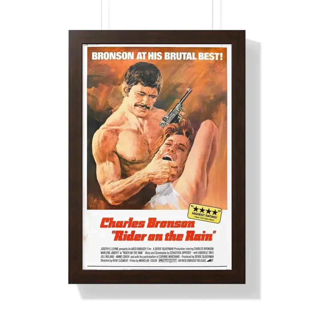 RIDER ON THE RAIN 1970 - Framed Movie Poster 16″ x 24″ Walnut - The Sticker Space
