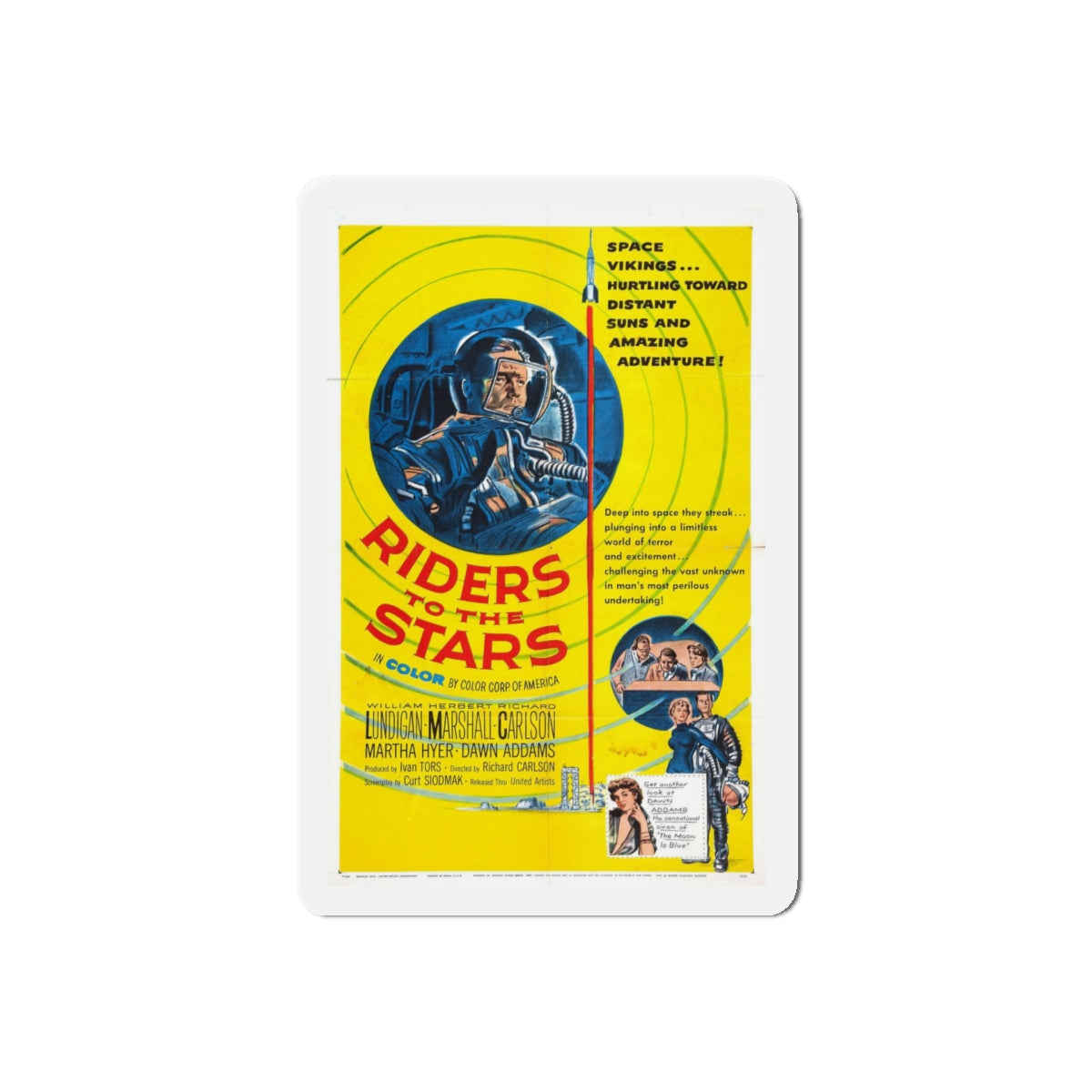 RIDERS TO THE STARS 1954 Movie Poster - Refrigerator Magnet-5" x 5"-The Sticker Space