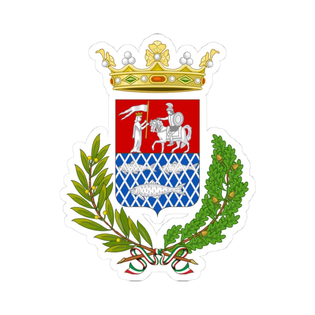 Rieti-Stemma (Italy) (Coat of Arms) STICKER Vinyl Kiss-Cut Decal 3 Inch White - The Sticker Space