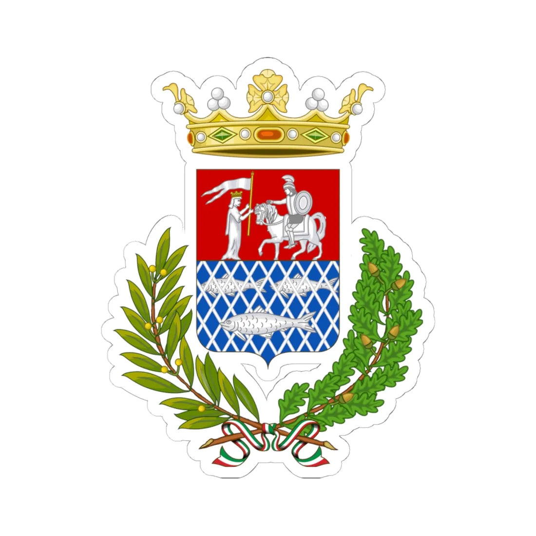 Rieti-Stemma (Italy) (Coat of Arms) STICKER Vinyl Kiss-Cut Decal 6 Inch White - The Sticker Space